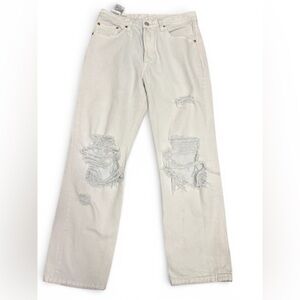 Levi’s Premium White Distressed Jeans W27 L26 Ripped Straight Leg Denim